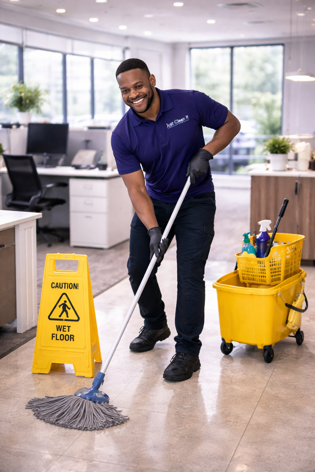 Just Clean It professional mopping in office