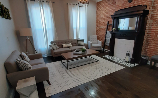Living room prepared for open house