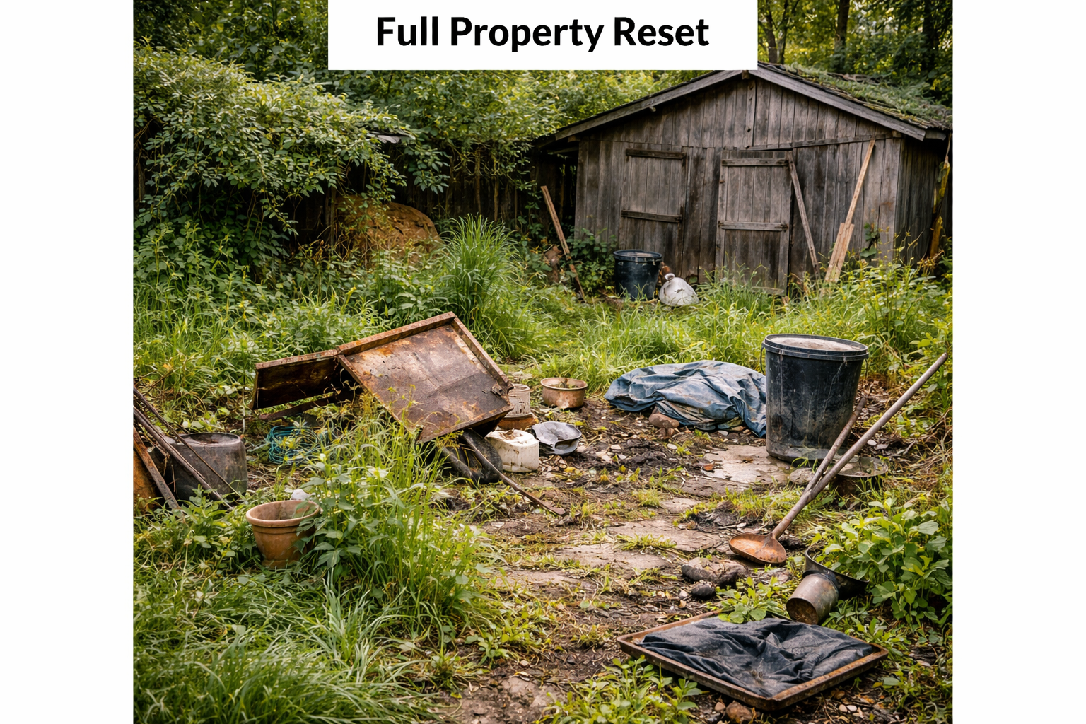 Outdoor property requiring full reset and recovery