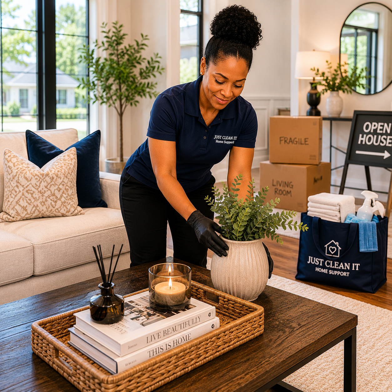 Moving and open house preparation support with staging and transition help