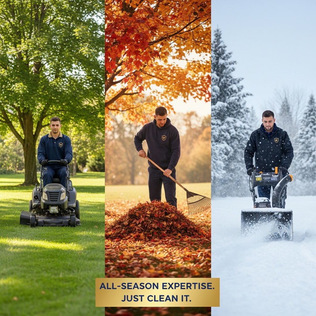 Just Clean It team providing seasonal outdoor services