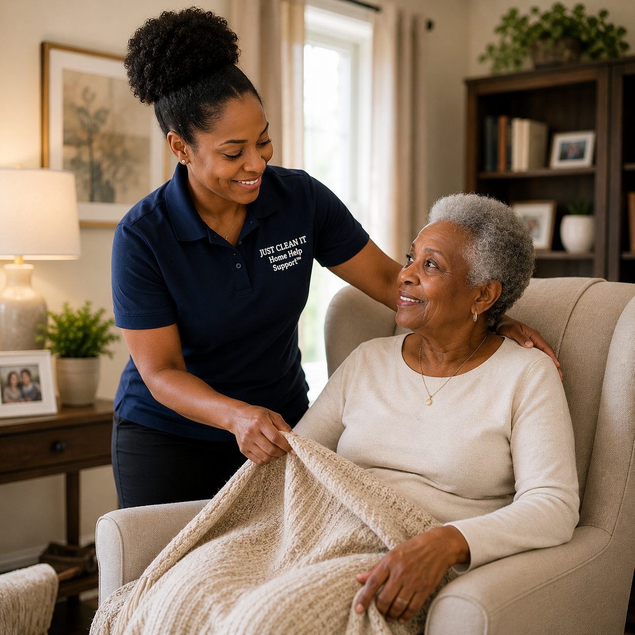 Aging in place support with non-medical household assistance