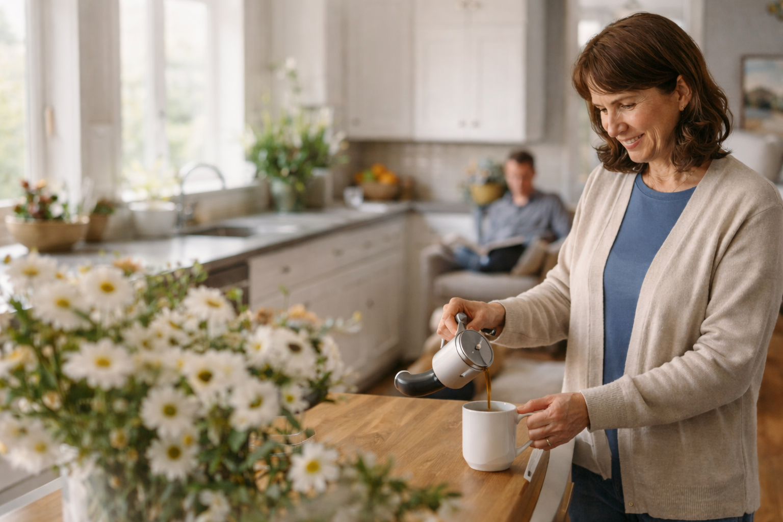 Calm morning routine in a well-managed home environment