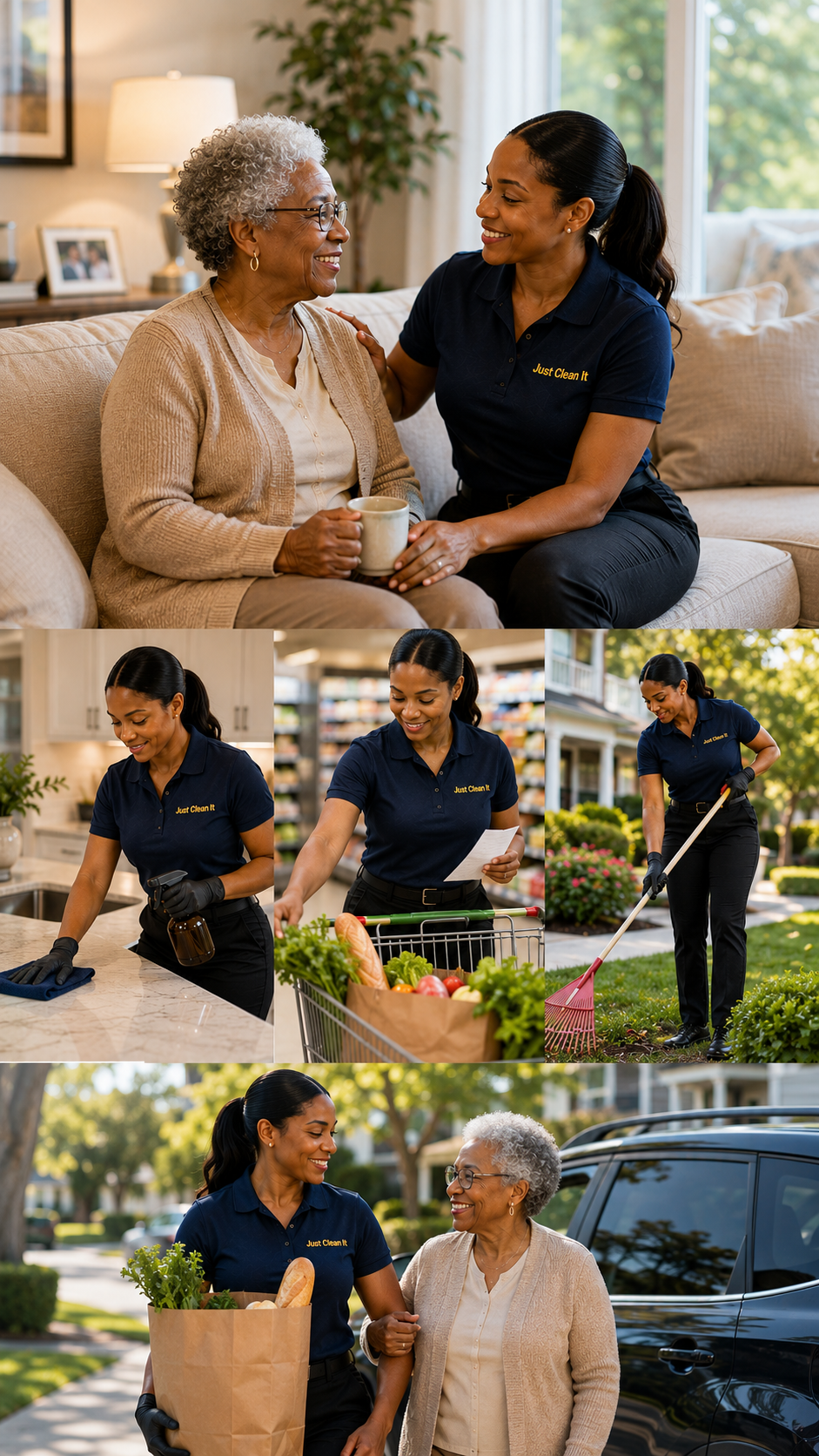 Advanced care and home help support including companion care errands detailed cleaning support and yard work