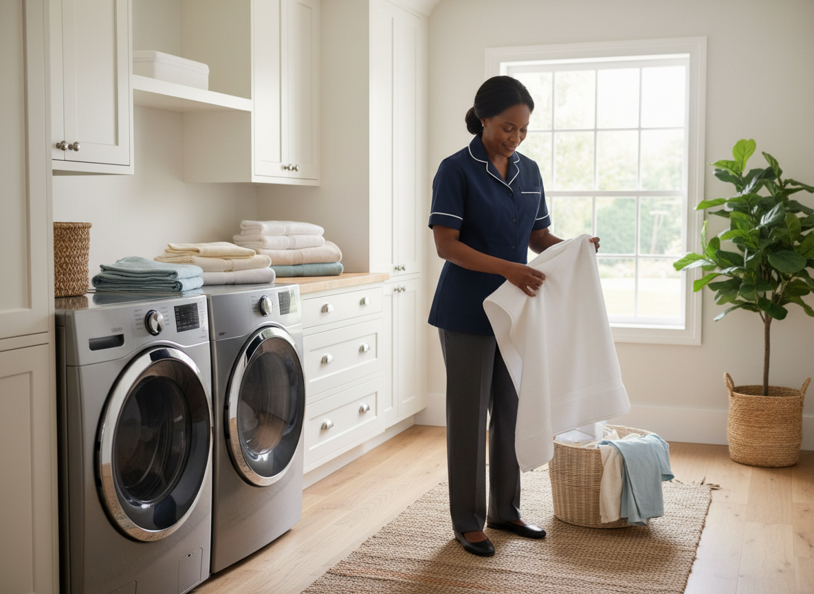 In-home laundry support in a residential laundry room