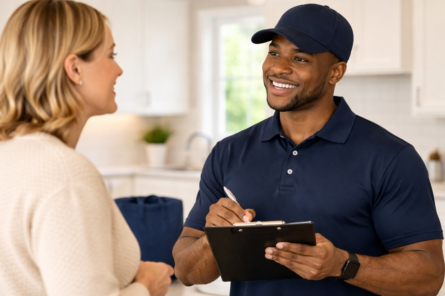 Just Clean It team member coordinating ongoing home support with a client