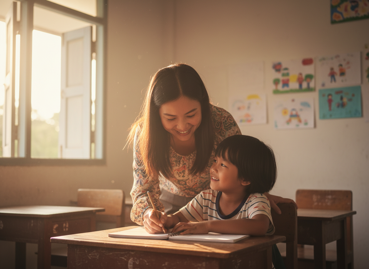 Teacher mentoring a student