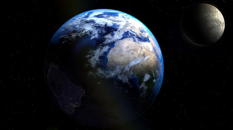 Earth and Moon photographed from space