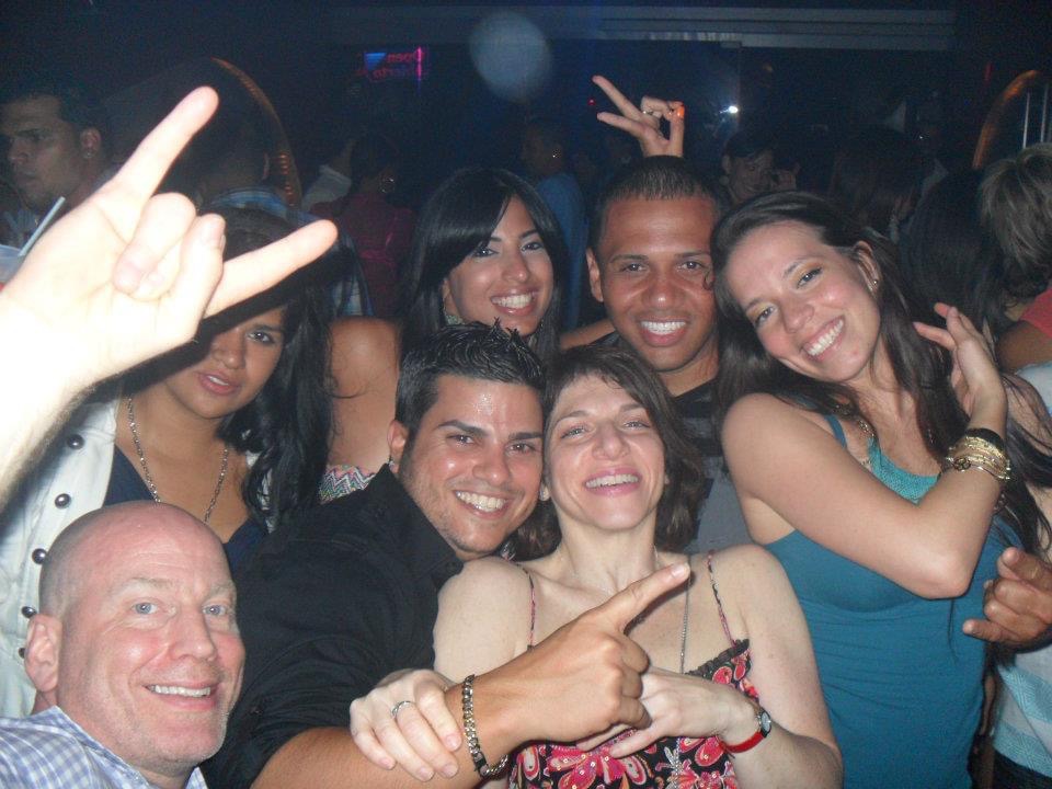 Group of friends celebrating at a nightclub in Puerto Rico