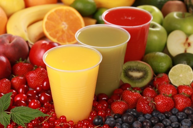 Fresh smoothies and fruit