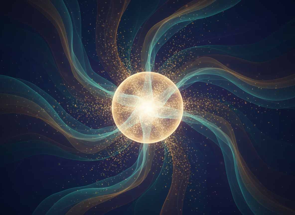 Points of golden light converging into unity — community and collective healing