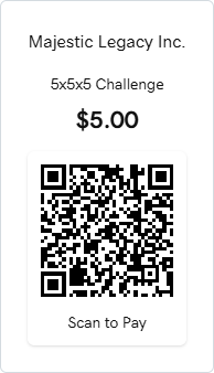 5x5x5 Challenge QR Code — Scan to donate $5 to Majestic Legacy