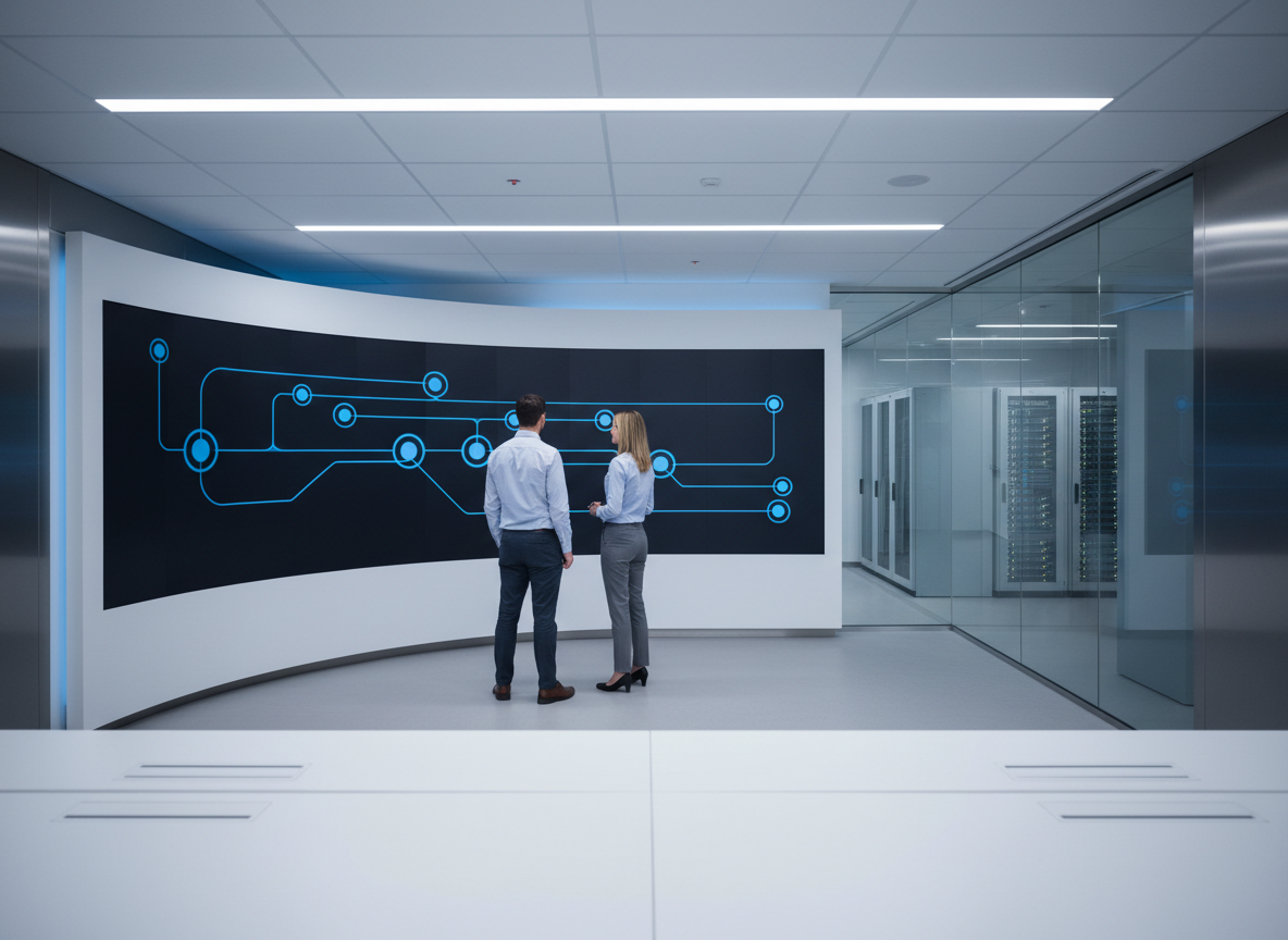 Healthcare IT professionals reviewing network security assessment