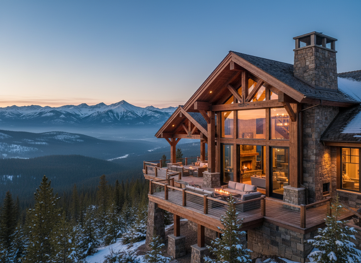 Luxury timber and stone mountain home