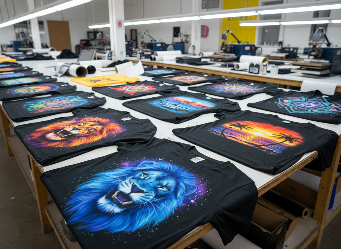 Vibrant DTF printed custom apparel