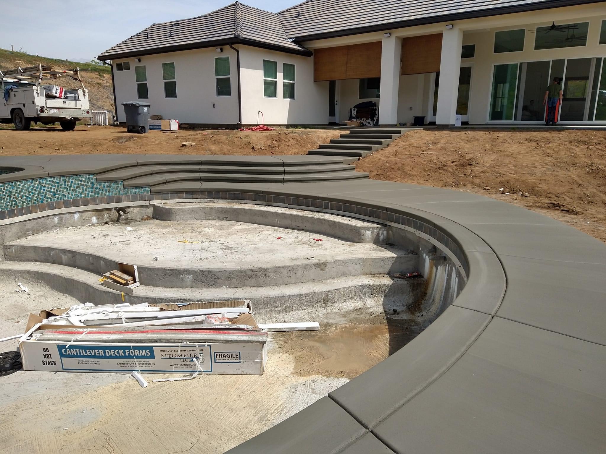 Custom Round Pool — Coping & Tile Work
