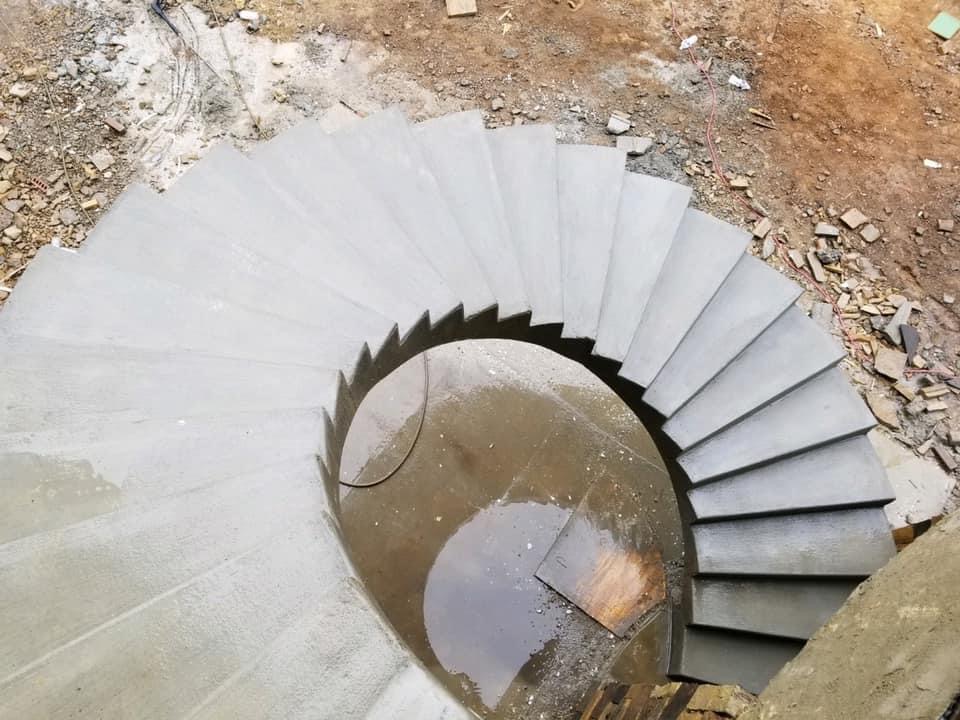 Spiral Concrete Staircase — Aerial View