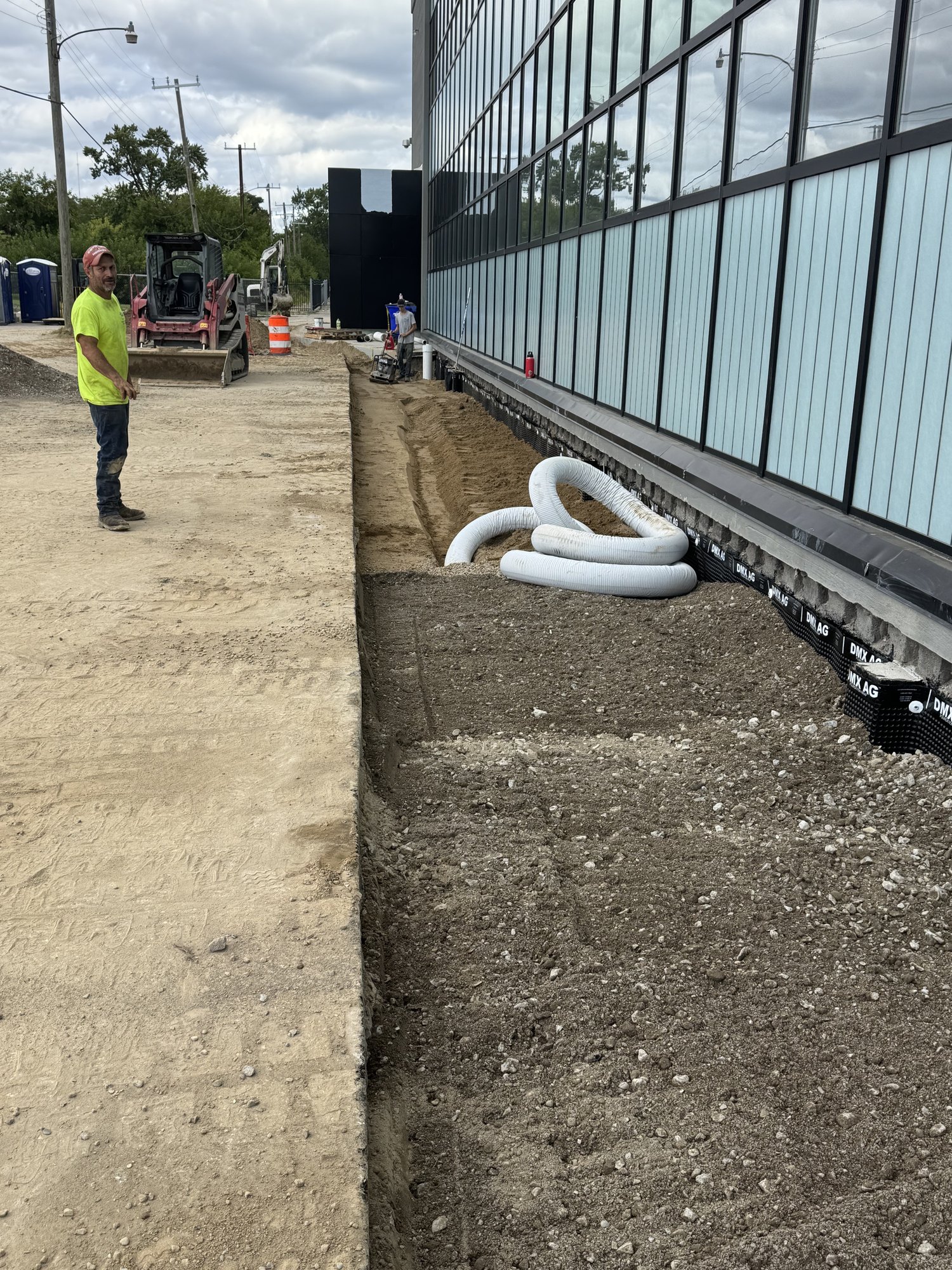 Drain Tile Staged for Installation