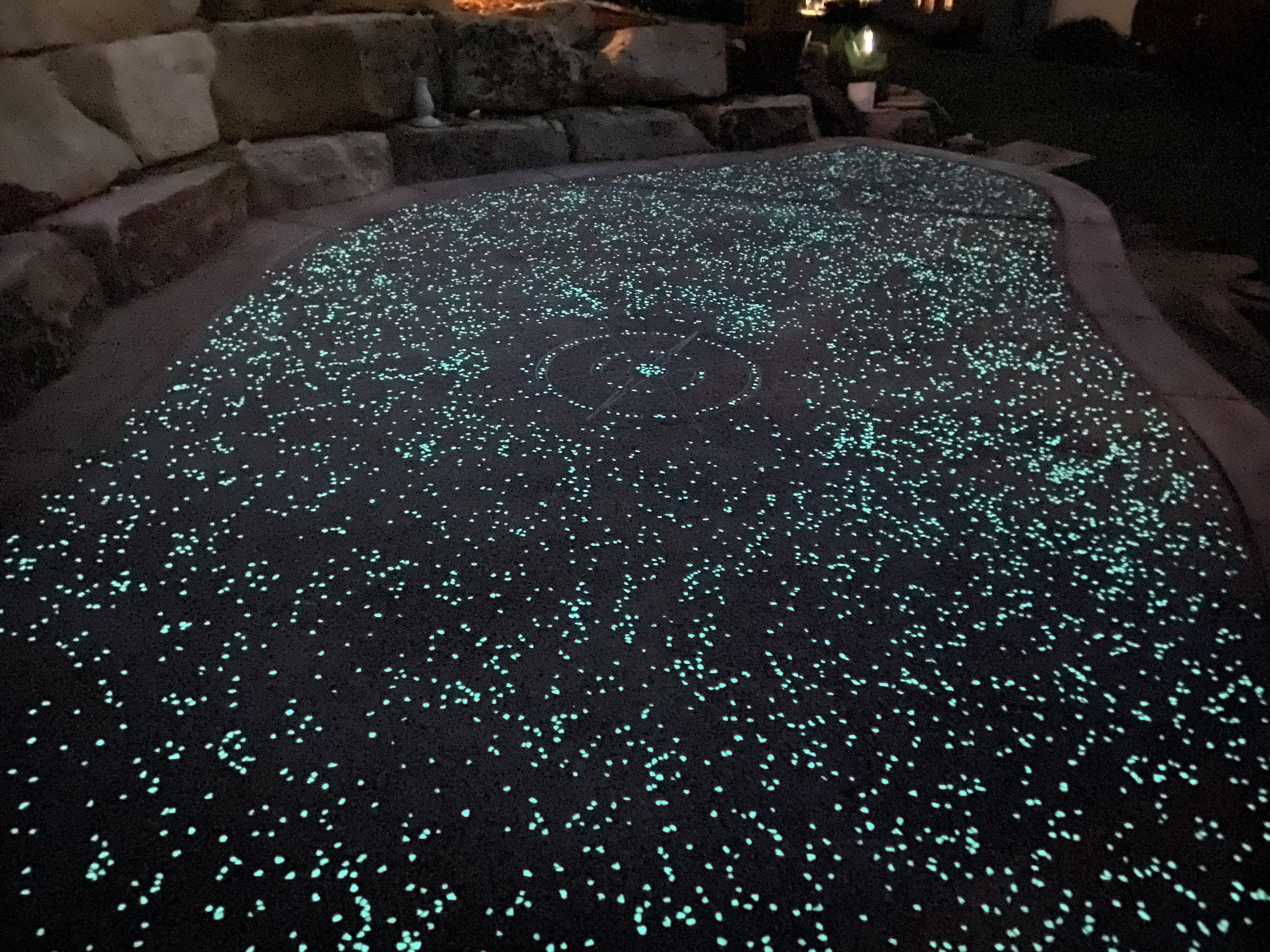 Glow-in-the-Dark Aggregate Patio — Night View