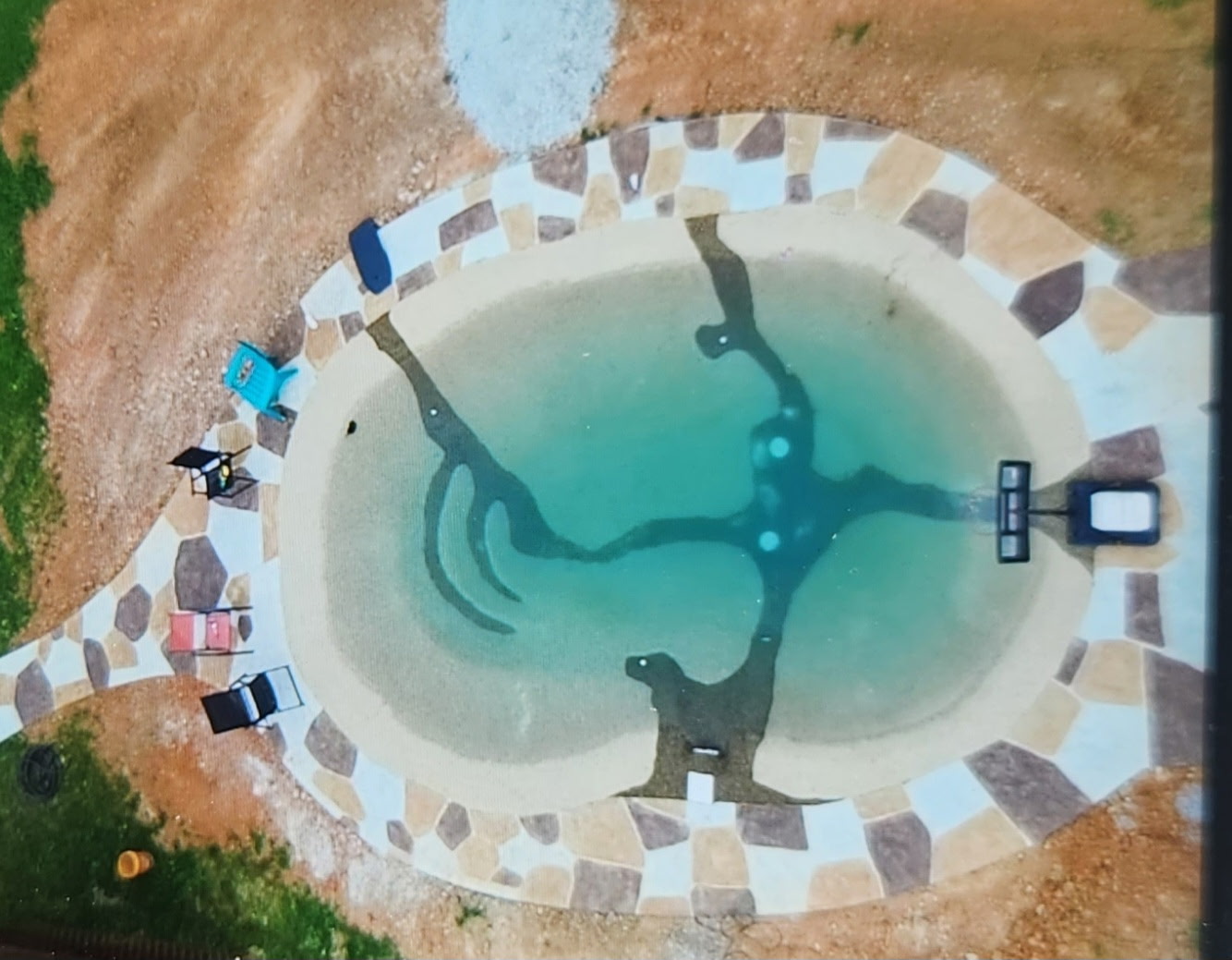 Completed Oval Pool — Aerial View