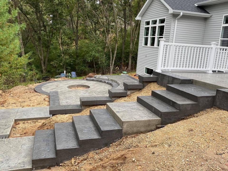 Stamped Concrete Patio & Fire Pit