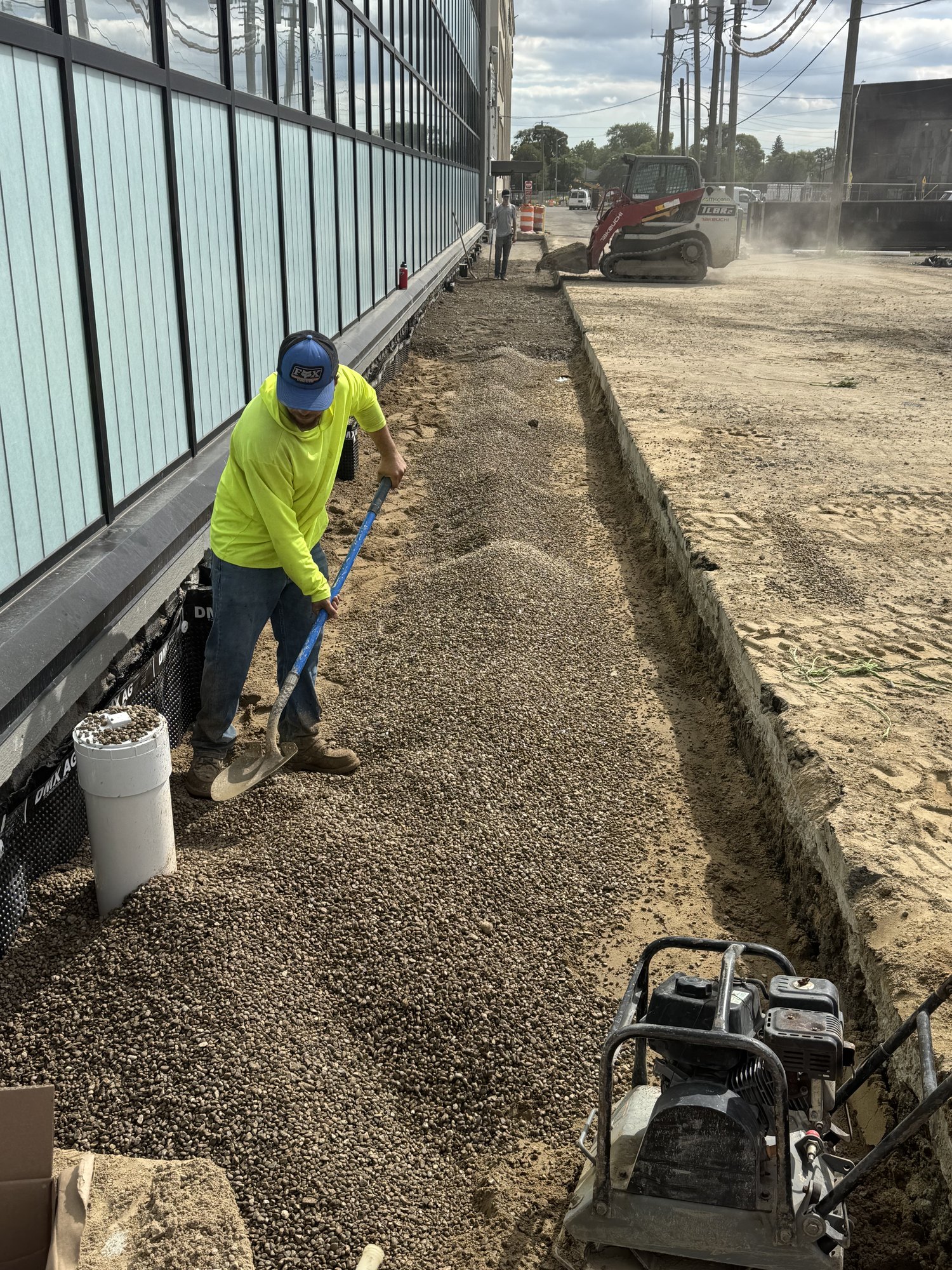 Washed Drain Stone Placed Over Footing Tile