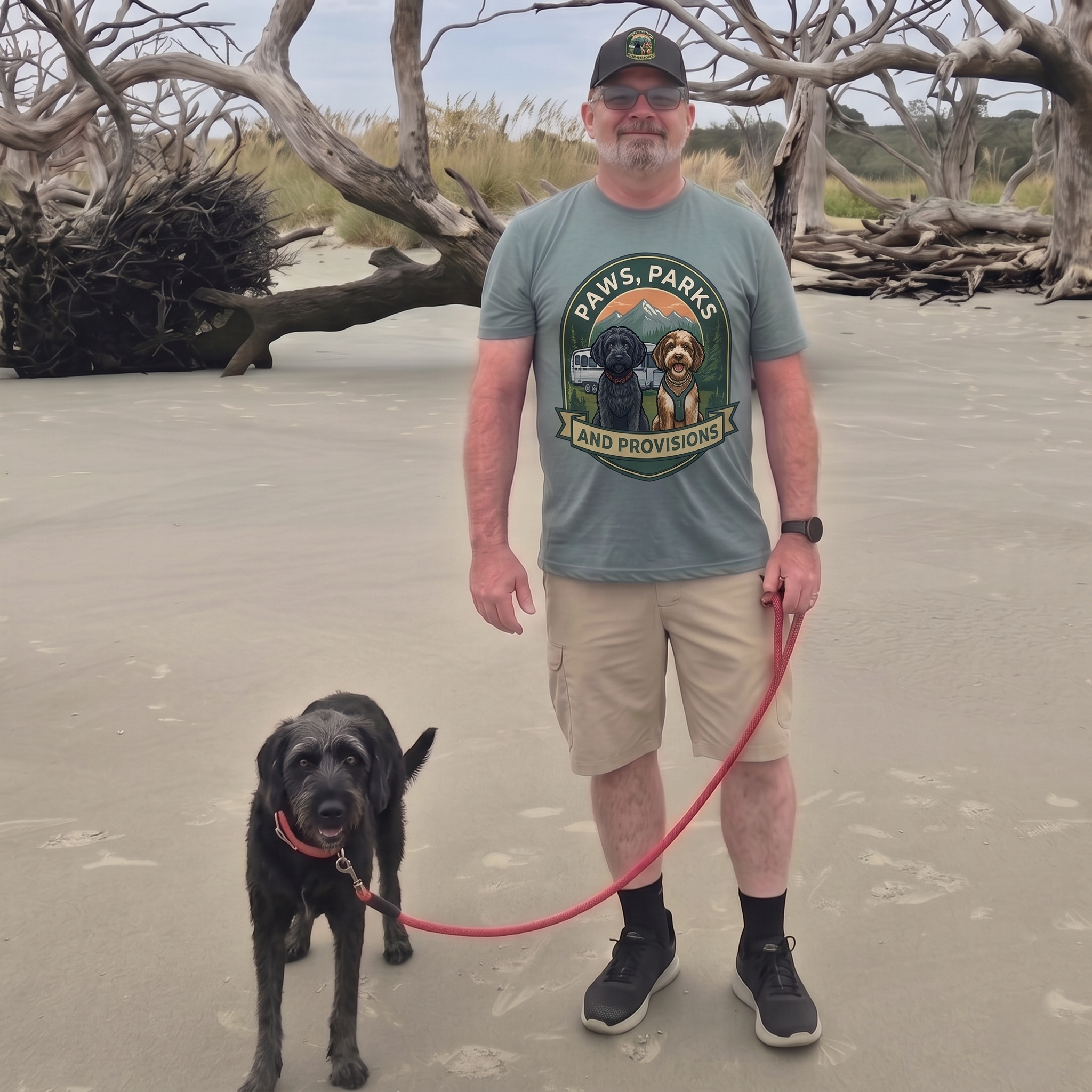 Wayne and Dublin on the beach