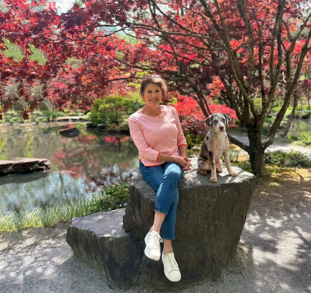 Eleanor and Chester in the garden