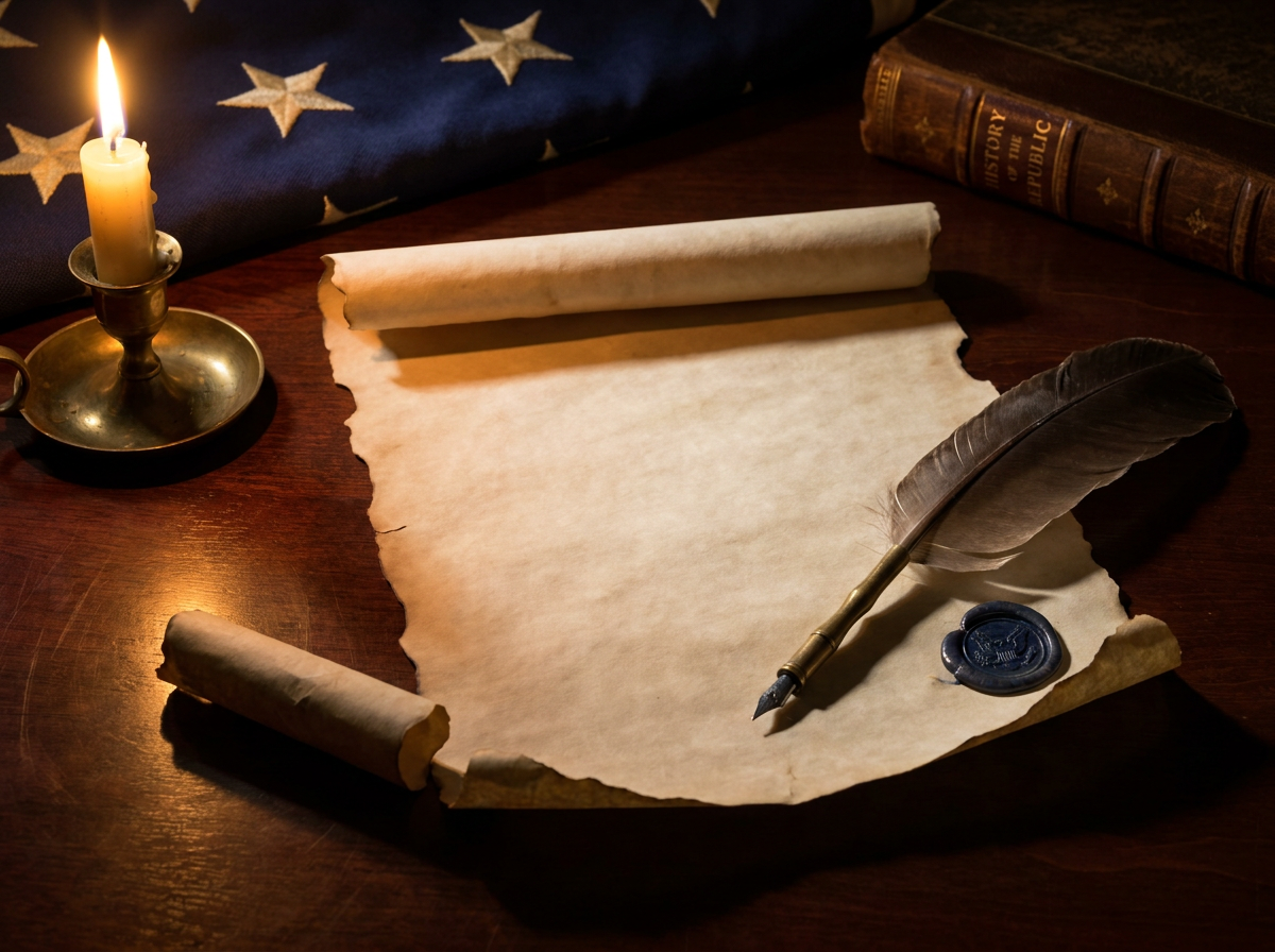 Vintage parchment letter with quill pen