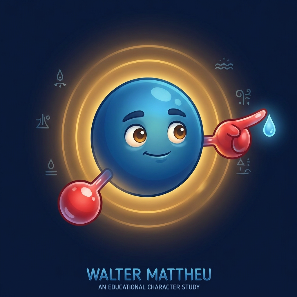 Walter Mathers, an H2O molecule character, teaching stance