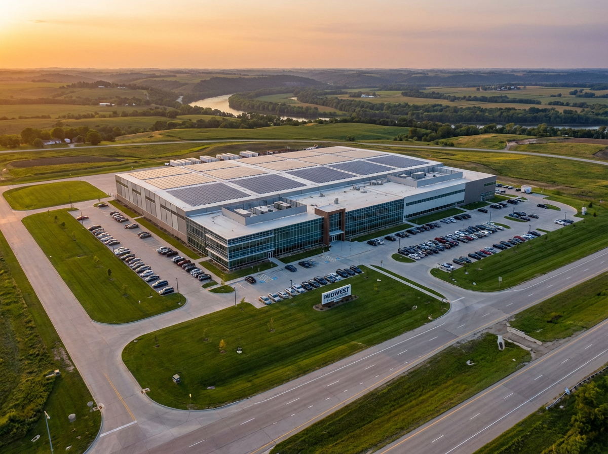 Aerial view of an advanced manufacturing facility