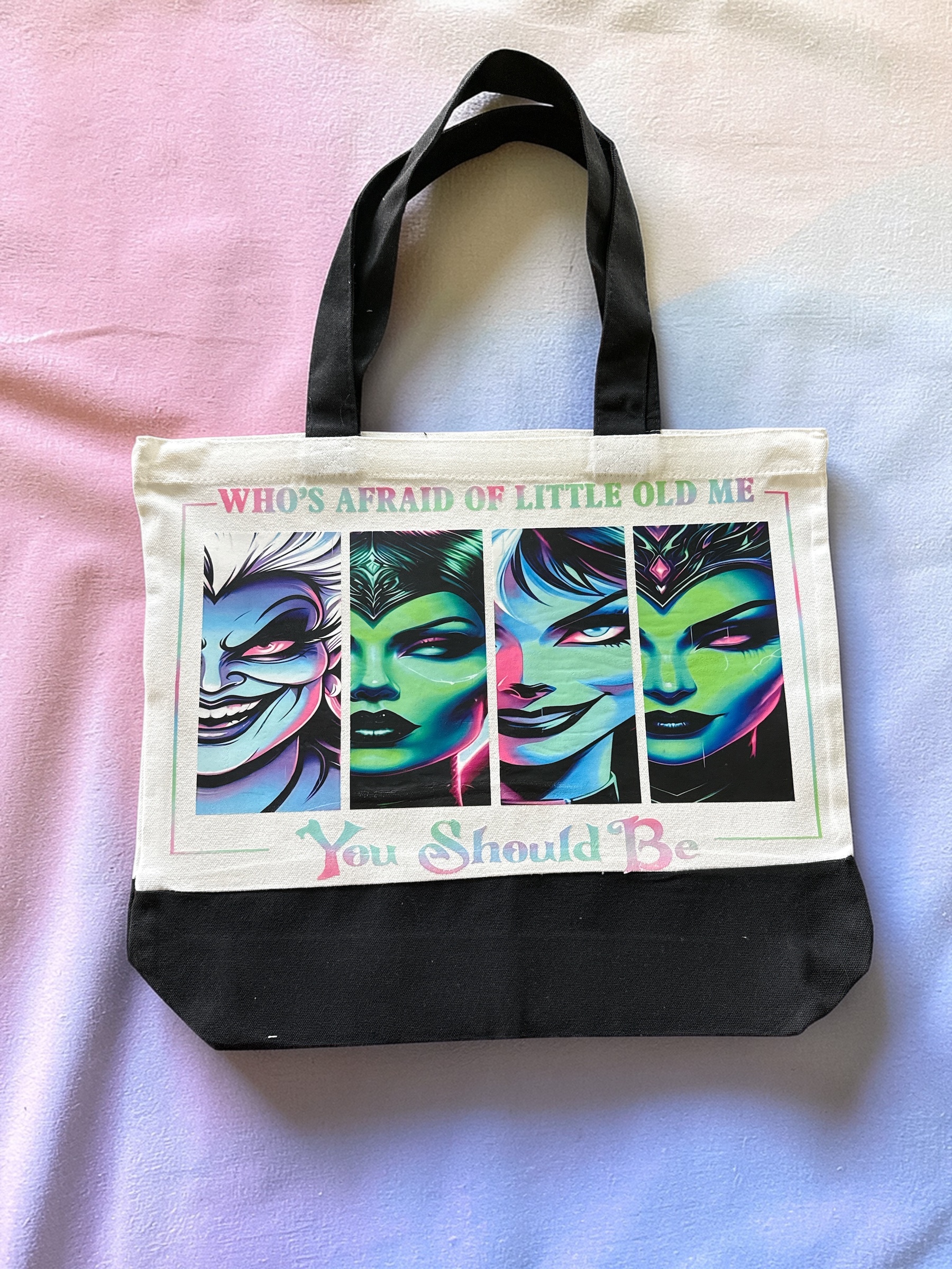 Villain Tote Bag — black Disney villains custom DTF tote by Paisa Creations Co