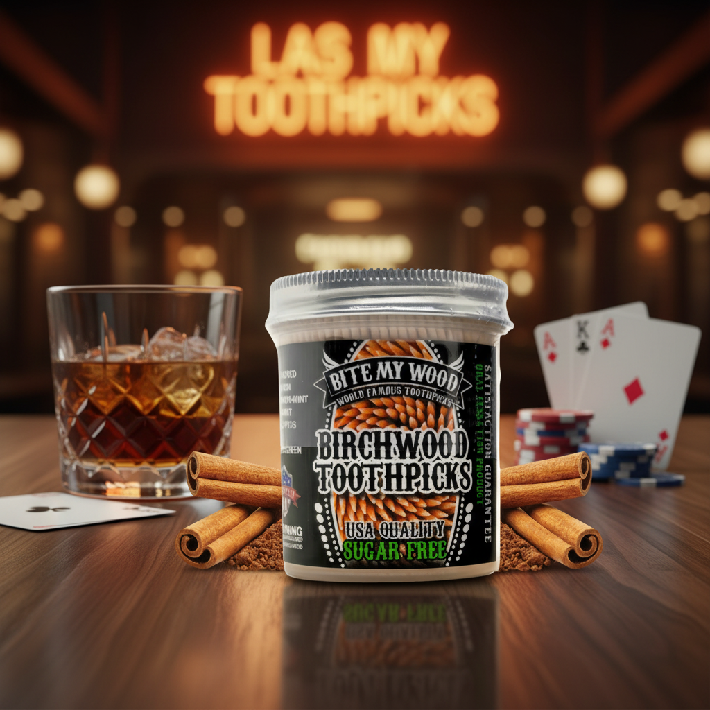 450 Qty BiteMyWood Flavored Toothpicks in Plastic Jar - lifestyle scene