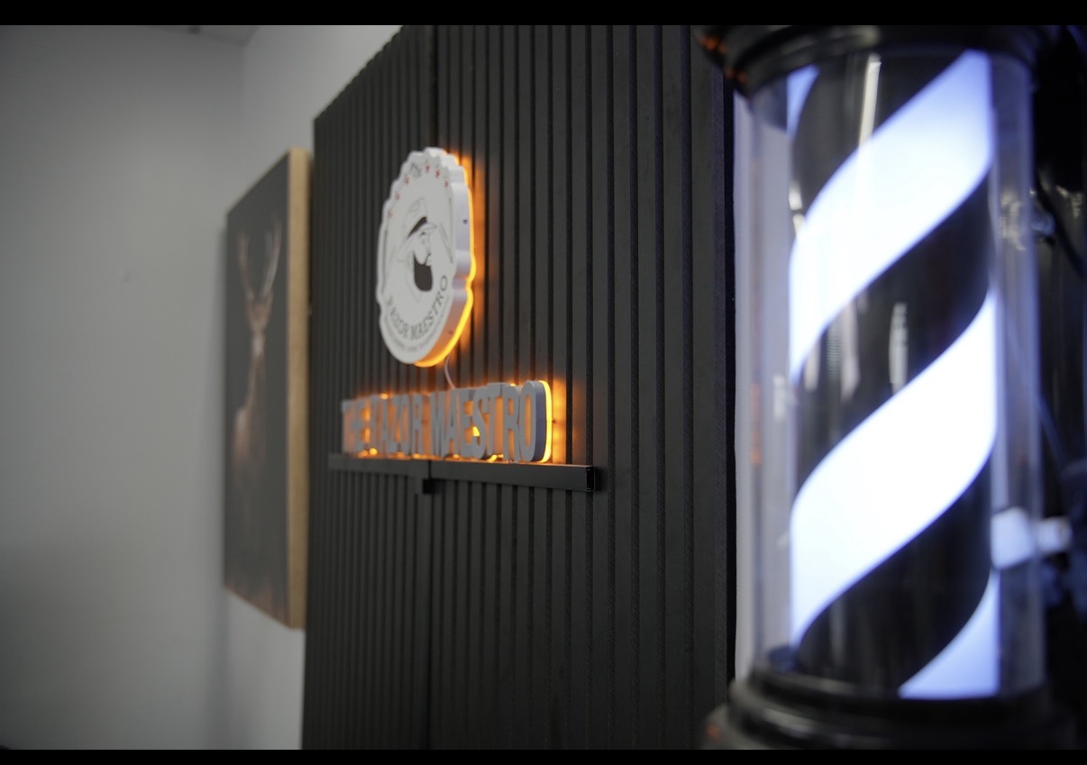 Neon sign and barber pole