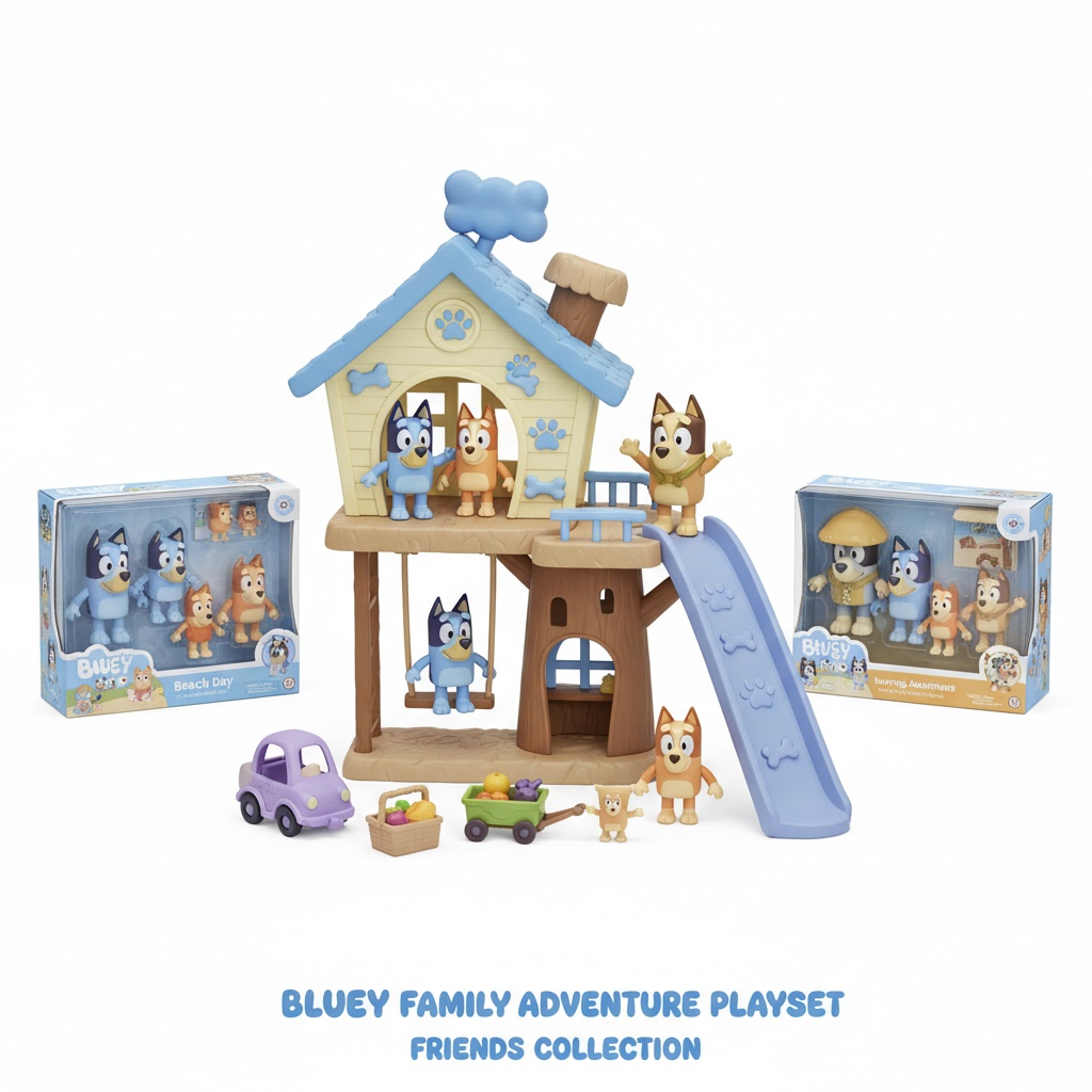 Bluey action figures playset with family characters