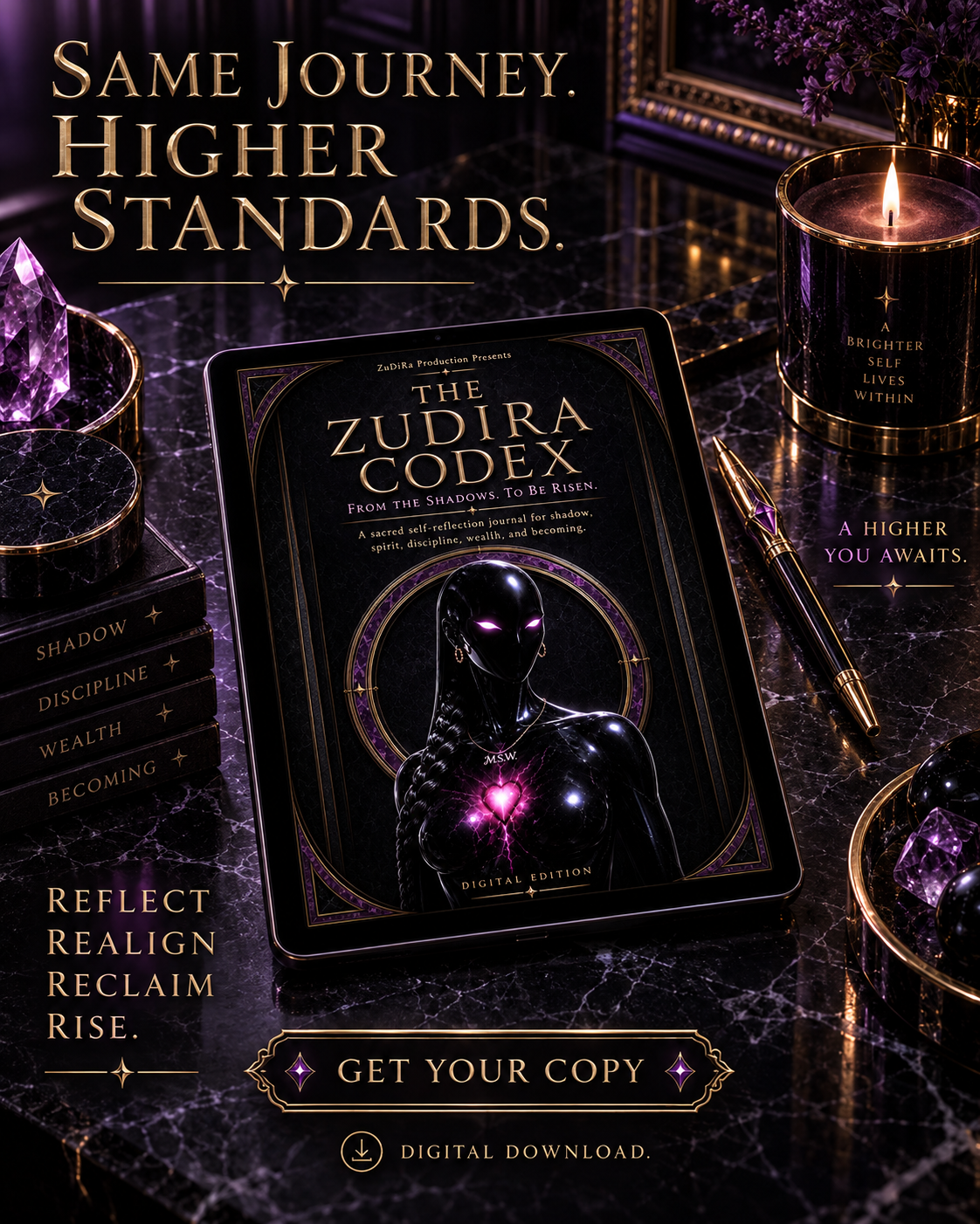 The ZuDiRa Codex — A sacred self-reflection journal for shadow, spirit, discipline, wealth, and becoming