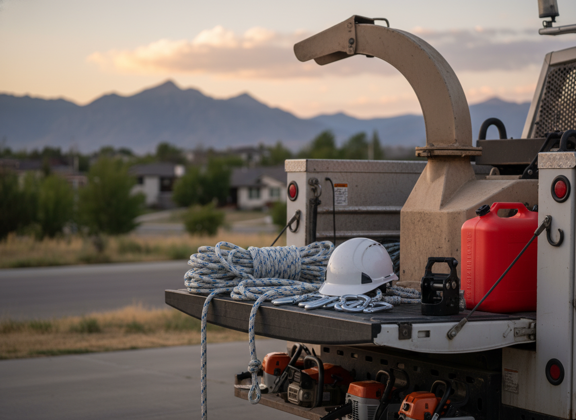 Understanding Tree Removal Costs in Ogden, UT: What You Really Need to Know - tree service equipment ropes and chipper detail in Northern Utah