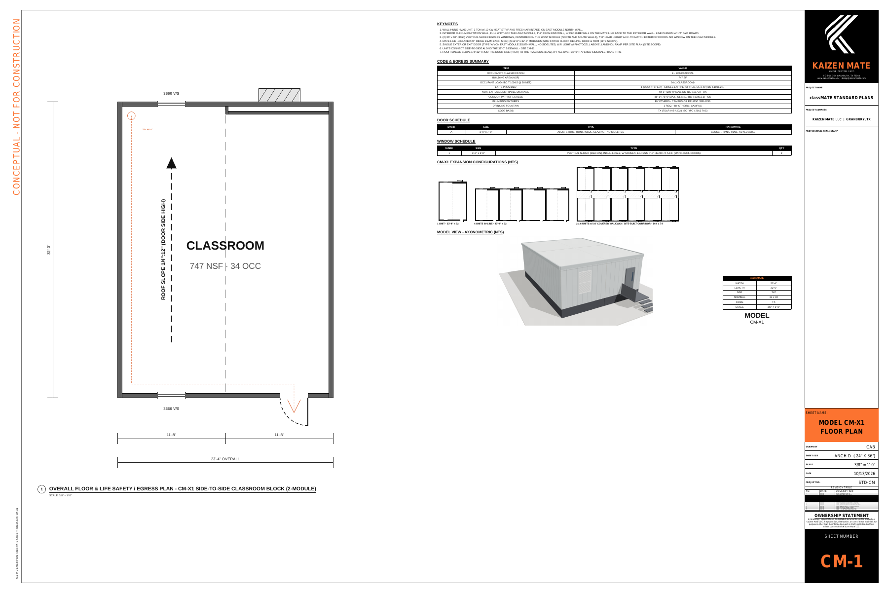 CM-X1 - Side-to-Side Classroom Block
