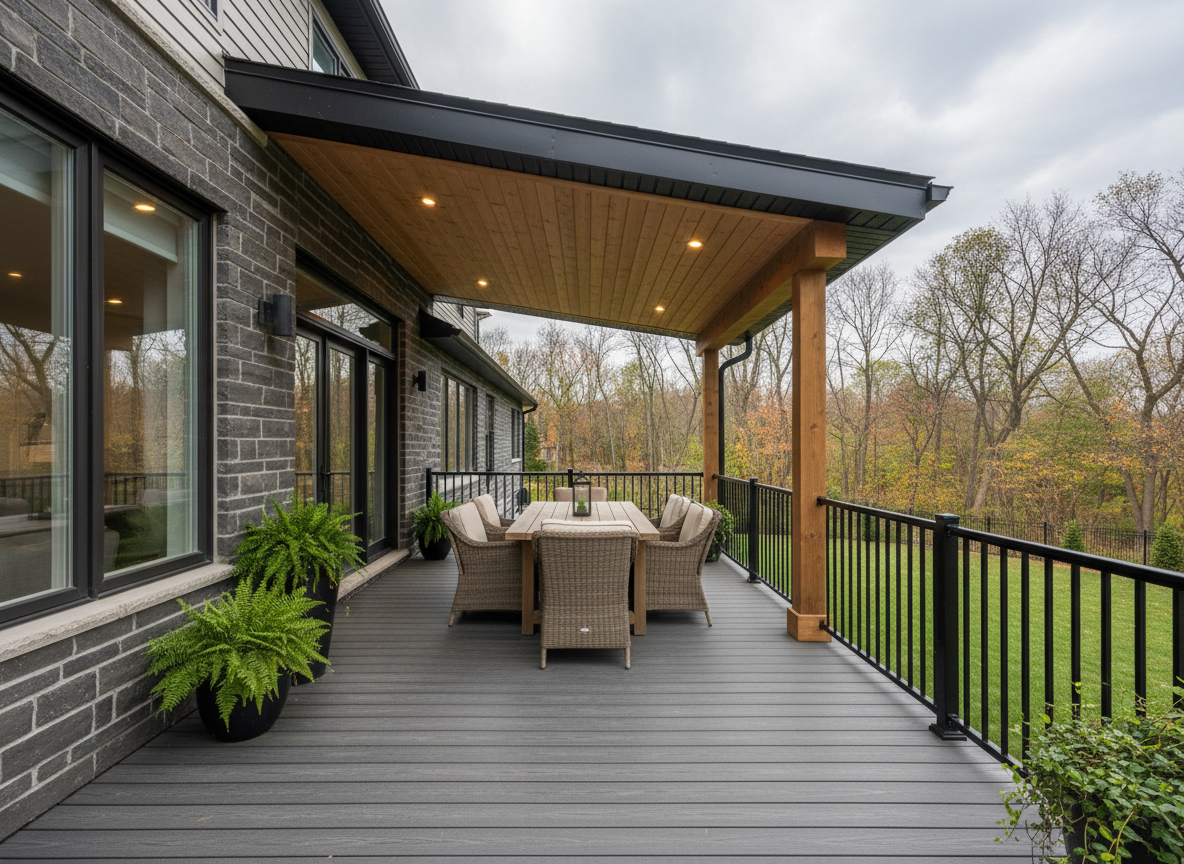 Covered deck dining render
