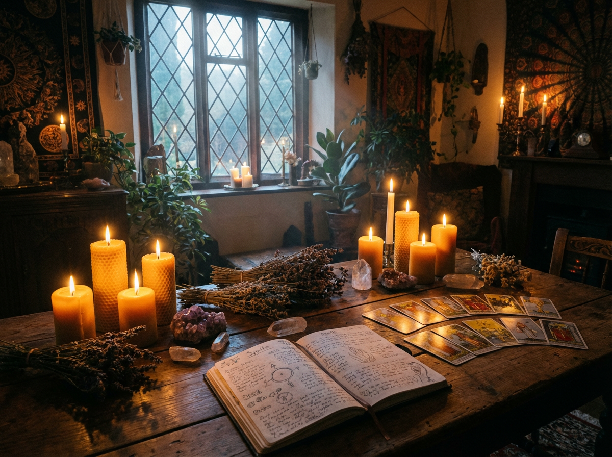 Candlelit ritual space