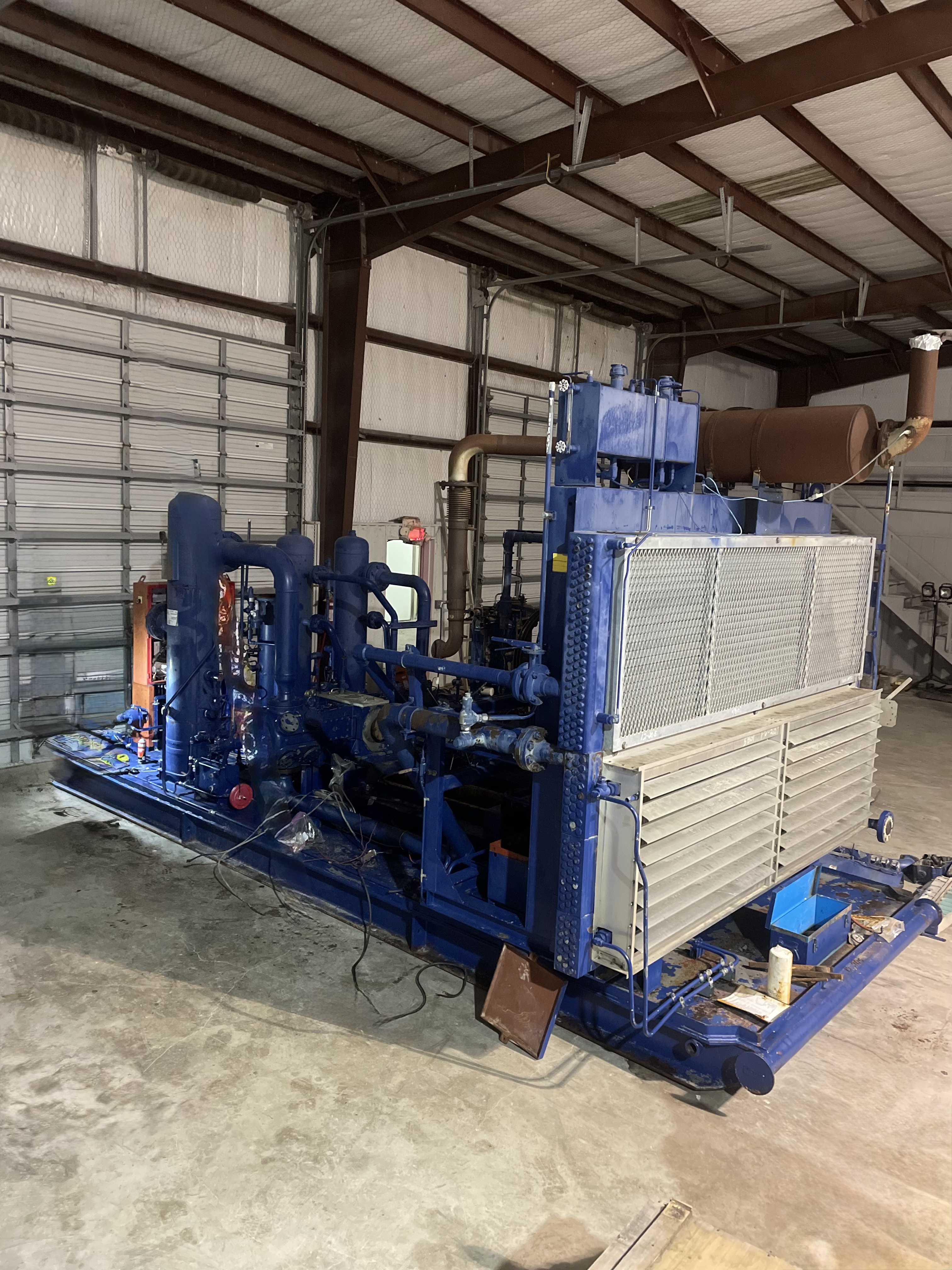 Gas lift compressor unit in shop during final assembly