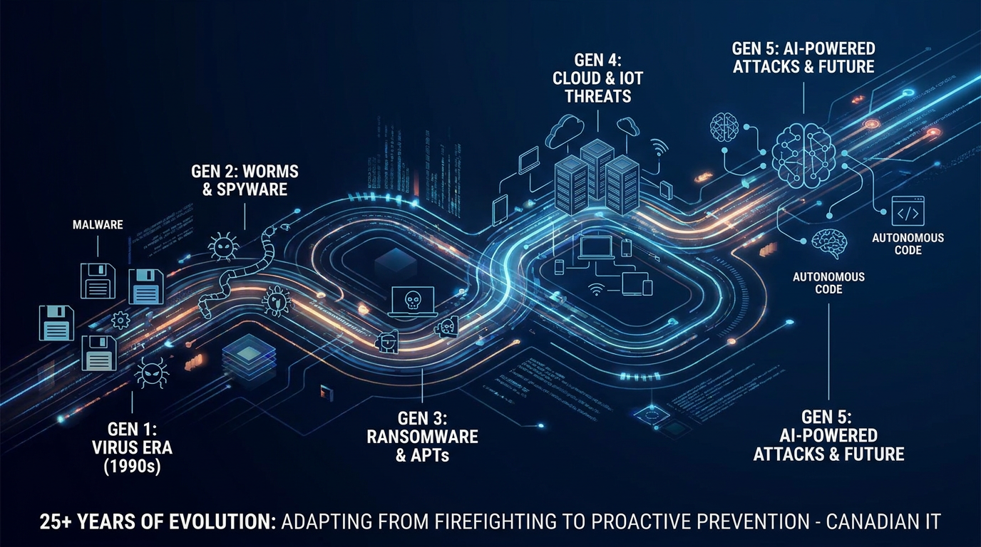 Cybersecurity threat evolution over 25 years