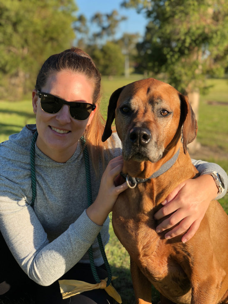 Dee with her beloved Rhodesian Ridgeback, Louie