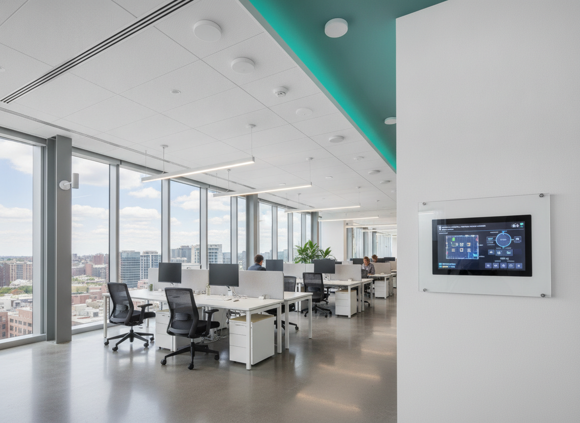 Commercial building blueprints with ASHRAE 90.1 energy compliance overlay