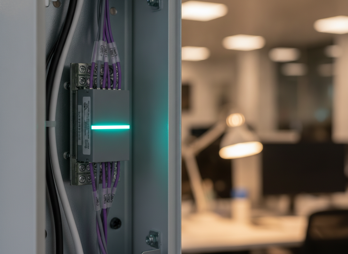 0-10V dimming control wires connected to a commercial LED driver