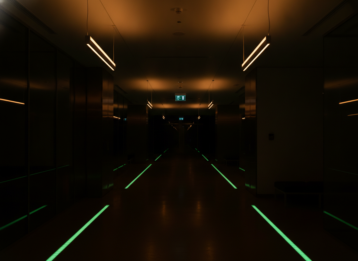 Emergency egress lighting in commercial corridor