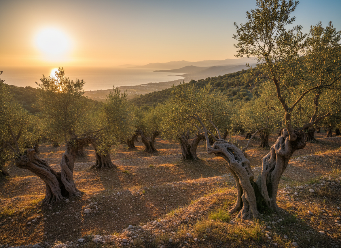 Olive grove overlooking the sea near Vlorë, Albania