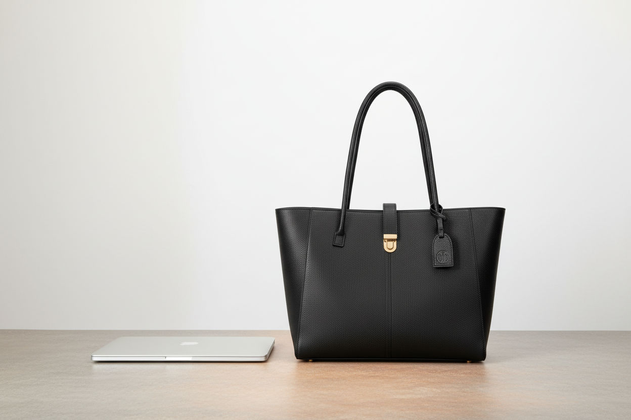 Conscience tote fits a 15-inch laptop — full-grain cowhide leather