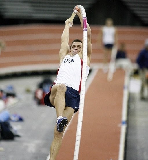 Russ Buller competing in pole vault for Team USA