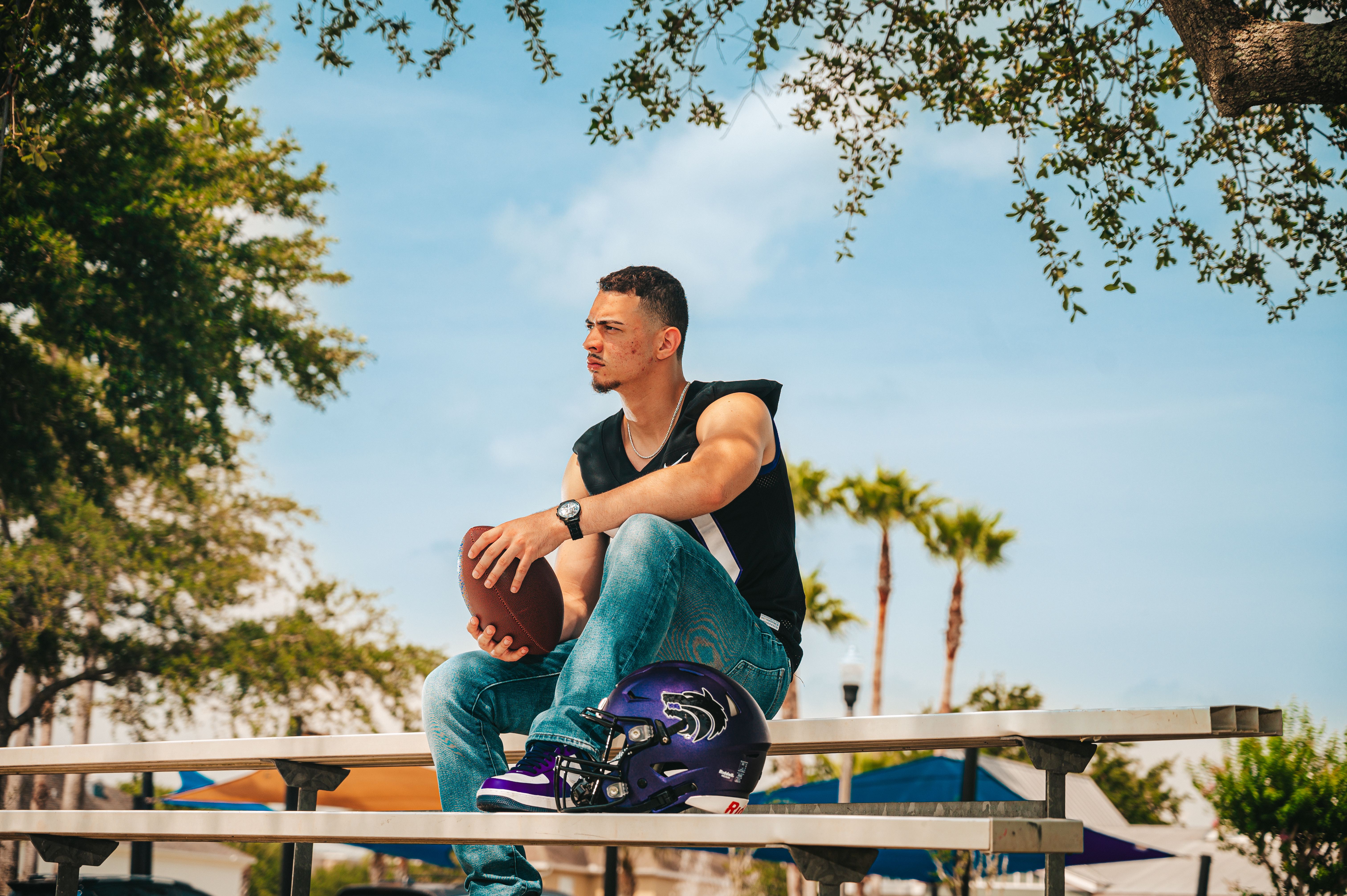 Senior portrait with football
